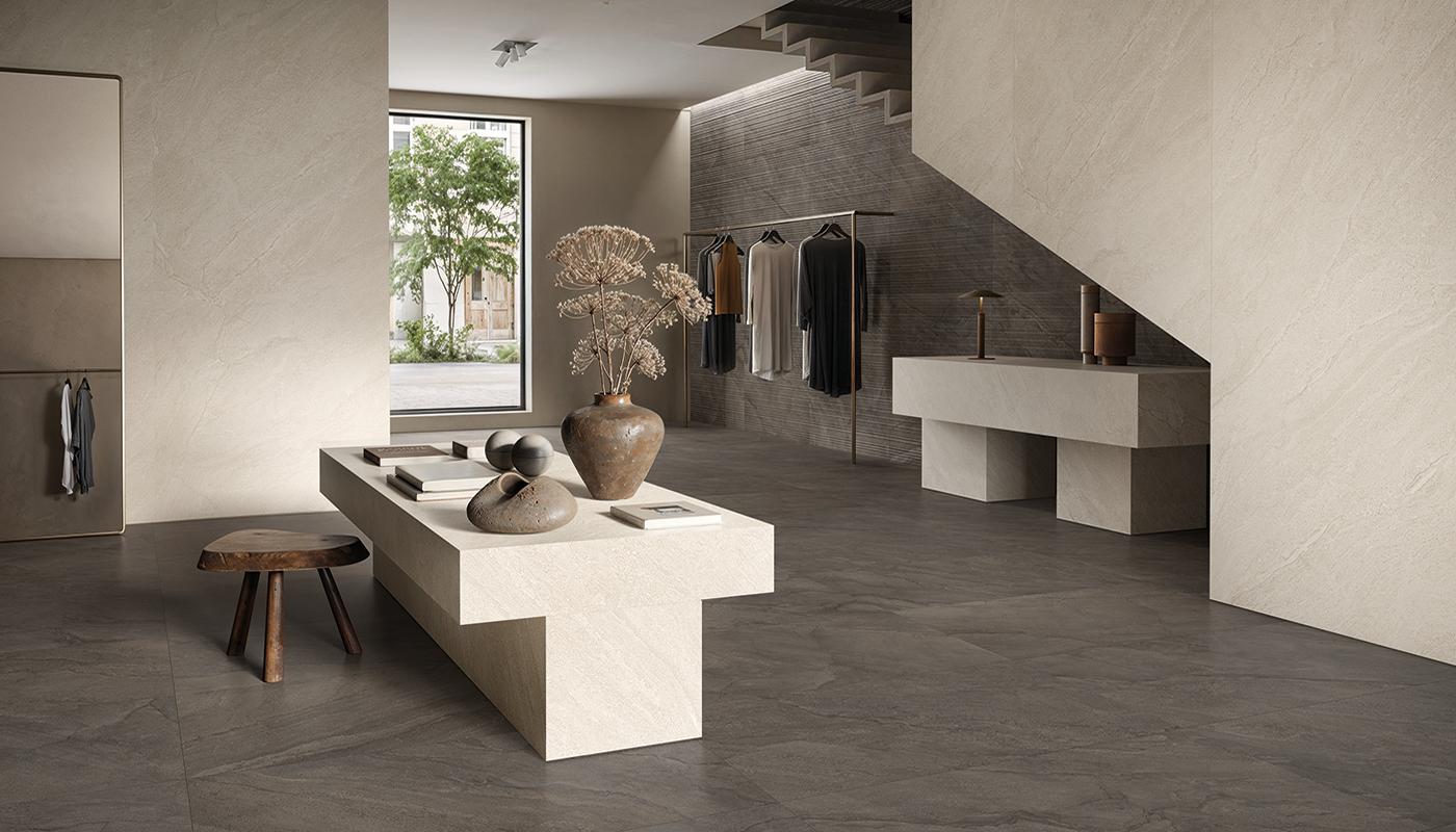 Gres Porcellanato Provenza Pietra Di Orosei Pietra Negozio Grigio Bruciato Fondo,perla Immagine Gallery | Emilceramica Gres Porcellanato Provenza Pietra Di Orosei Pietra Negozio Grigio Bruciato Fondo,perla Immagine Gallery | Emilceramica